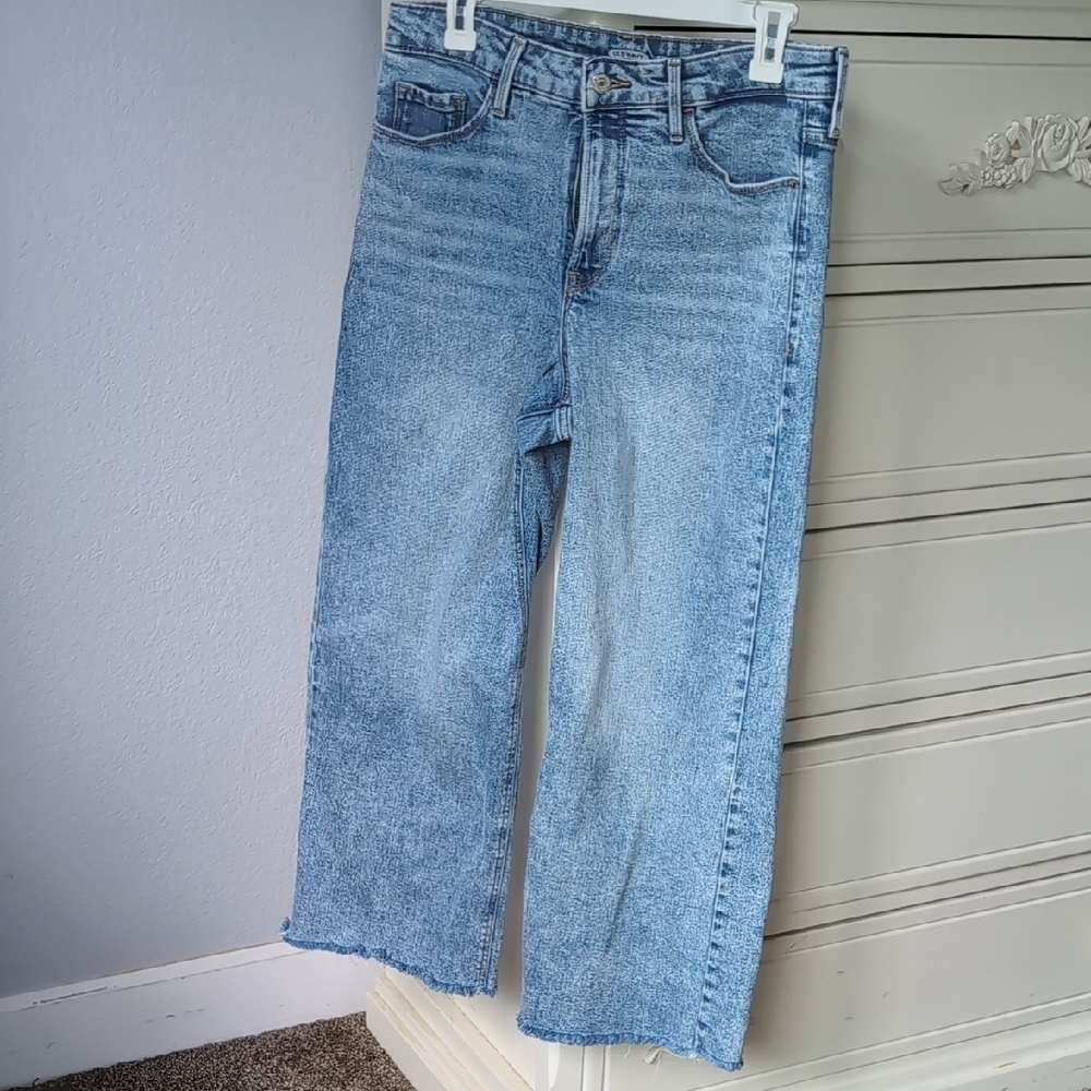 Old Navy Blue Wide Leg Cropped Jeans